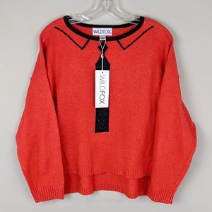 WILDFOX | Red Speckled Tie Sweater-E44